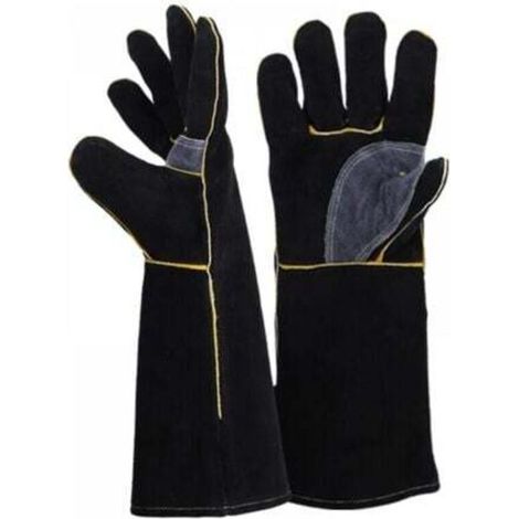 Guanti in pelle resistenti al fuoco e al calore con cuciture in Kevlar, perfetti per caminetti, stufe, forni, griglie, saldatura, barbecue, saldatura MIG, guanti da forno e manipolazione di animali (3