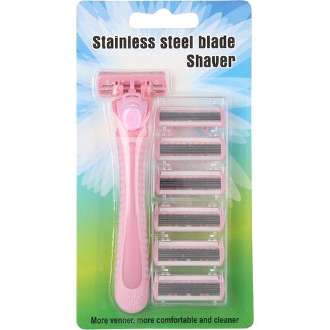 6 lames rasoir femme 6 couches + 1 manche épilateur manuel pour corps sans douleur (1/5)