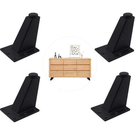 Pieds Réglables Meubles Jambes Cuisine Jambes Worktop Bar TV Bureau Table Jambes, Pieds Meubles Alliage d'Aluminium, pour Canapé Table Armoires éTagèRes, Facile à Installer Noir 4 Pièces (1/5)