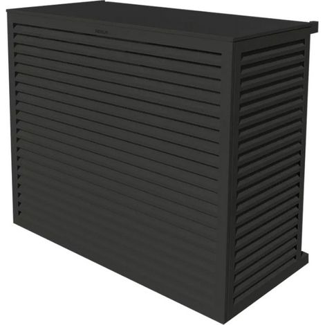 Cache climatiseur en aluminium anthracite – Dimensions 121x135x66-81 cm – Résistant à la corrosion – Installation facile et légère – Decoclim
