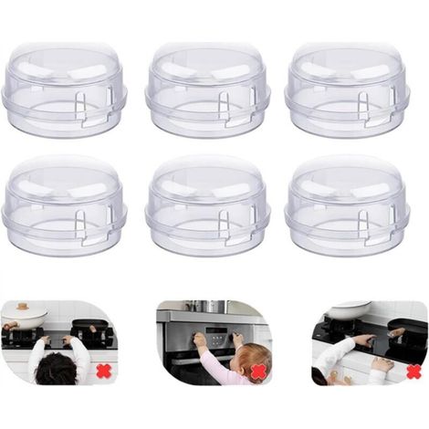 [NIEMALS VERWENDET] Set mit 6 Kindersicherungen für Herdknöpfe, Babyschutz (weiß)