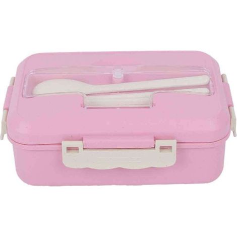 Boîte à lunch pour adultes, conception à trois compartiments, matériau en fibre de blé, conception étanche, livrée avec une cuillère et une fourchette, capacité de 1200 ml, unisexe.