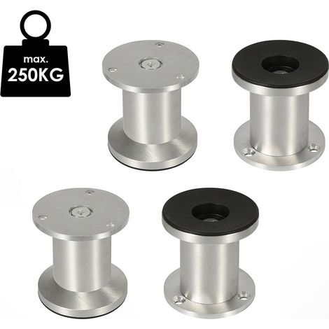 Randaco 4er Set Möbelfüße Sockelfuß Tischfuß Möbel Aluminium,Höhe:80 mm, Durchmesser: 40 mm, Höhenverstellung: 15 mm (1/5)