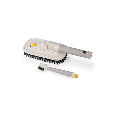JosephJoseph Joseph CleanTech™ kit de nettoyage de détails, 2 pièces, pour carreaux et joints, utilisation manuelle ou prolongée, brosse avec grattoir, design ergonomique, antidérapant - pierre