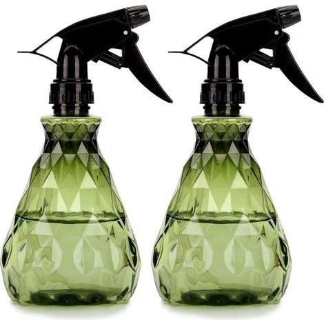 Lot de 2 bouteilles vaporisateurs vides rechargeables 500 ml en plastique, flacon pulvérisateur vert pour arrosage plantes jardin et produits de nettoyage (1/5)