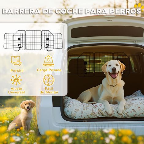 Barrière de sécurité pour chien en voiture. largeur réglable. pliable. 93-150 x 42 cm. noire (1/5)