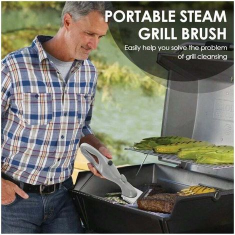 Dampfbürste für Grills, Grillbürste, BBQ-Dampfbürste, tragbare Tiefenreinigung, einfache Pflege, Edelstahl-Dampfbürste für Stahl, Gusseisen und Keramik (1/4)