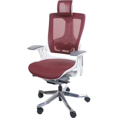 [NON UTILIZZATO] Poltrona sedia ufficio girevole regolabile MERRYFAIR Wau 2 ergonomica poggiatesta alluminio tessuto bianco rosso