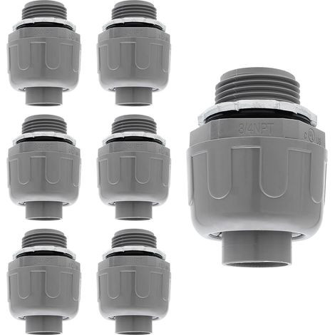 6pcs 3 / 4 "(environ 1,9 cm) NPT connecteur étanche liquide raccord de connecteur de conduit électrique droit non métallique, raccord de conduit flexible en PVC certifié UL (1/5)