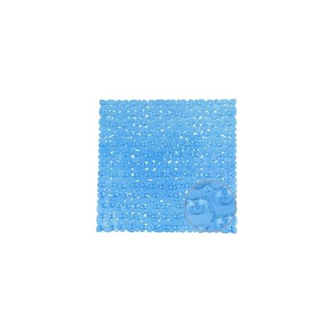 (Bleu, 54x54 cm) Tapis de Douche Carré en PVC, Tapis en Plastique Antidérapant, Tapis de Bain avec 182 Ventouses