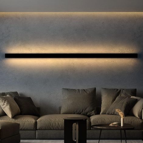 ZMH – Applique murale LED noire 80cm – lumière blanche chaude 3000K – 27W 1440lm – design minimaliste pour salon et couloir (1/5)
