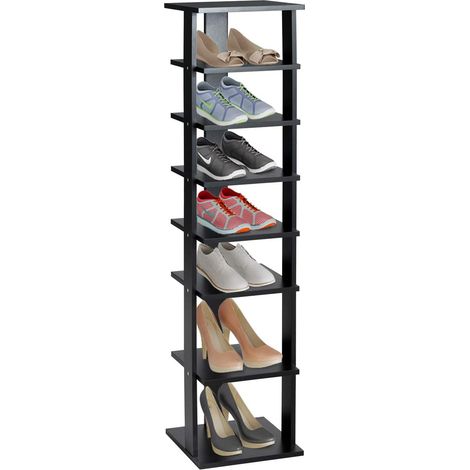 COSTWAY Estante de 8 Niveles Zapatero Estantería Almacenamiento de Zapatos Libros CD para Entrada Sala de Estar Pasillo Color Negro (1/5)