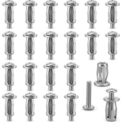 20 pièces M4 chevilles à cavité, chevilles et vis de porte creuses, écrous à pétale, écrous d'expansion pour revêtement en aluminium, tuyaux en tôle d'acier, tôle de fer, parois fines (M4) (1/5)
