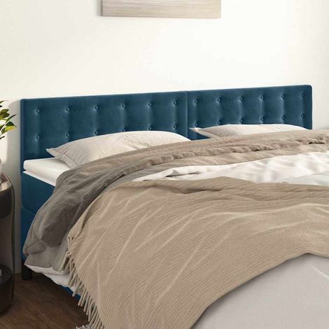 vidaXL Cabeceros terciopelo azul oscuro 200x5x78/88 cm (1/5)