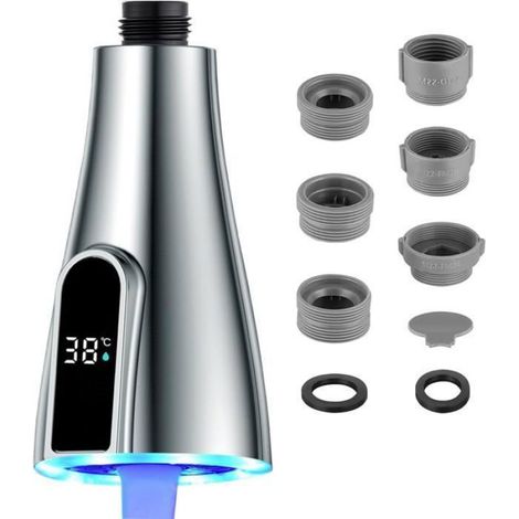 Douchette Robinet Cuisine LED Douchette Cuisine avec LED 3 Couleurs qui Changent avec la Température Embout de Robinet Lumineux (1/5)