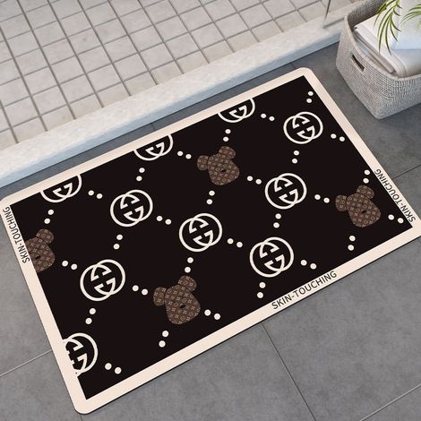 Tapis de salle de bain haute absorption d'eau antidérapant tapis de douche noir ours 50x80cm pour maison cuisine hôtel (1/5)