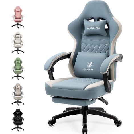 Gaming Stuhl mit Massage, Fußstütze, Ergonomisch, Blau (1/5)