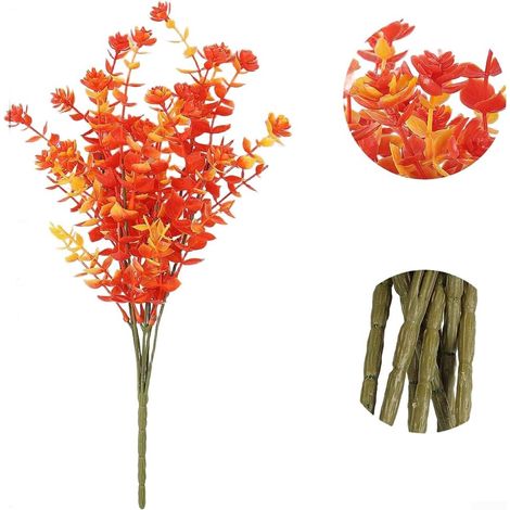 Decorative Plant, Faux Eucalyptus, 35cm, Dense Foliage (Autumn Orange) (1/5)