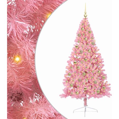 Árbol de Navidad Artificial Preiluminado Rosa 210 cm PVC vidaXL