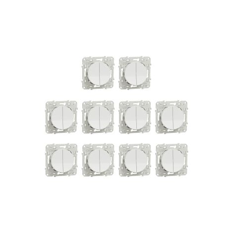 Schneider - Odace 2011 - LOT de 10 Va-et-vient + Poussoir - Blanc - Ref. : S520285x10 (1/4)