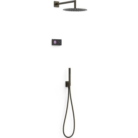 Kit douche robinet thermostatique électronique encastré à 2 voies Shower technology Noir Bronze - TRES 09288558KMB (1/2)