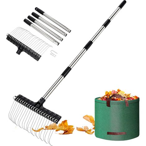 Râteau Ramasse Feuilles, Rateau Désherbage Scarificateur Gazon Manuel (1/5)