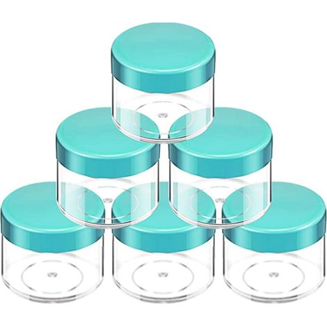 tarros redondos de plástico transparente con tapas azules, 60 ml, a prueba de fugas, para cosméticos, viajes (1/5)