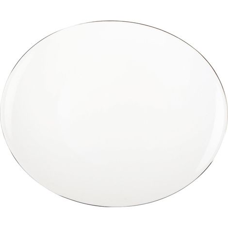 Assiette Plate Ovale de Table en Verre Blanc et Liseré Platine 26,7 x 22,8 cm - PANGIVO (1/5)