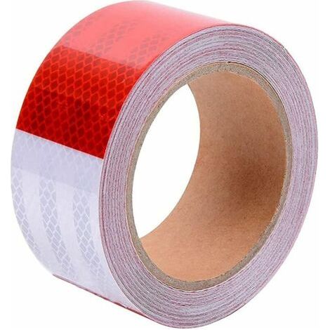 Ruban Réfléchissant. Haute visibilité Autocollants Réfléchissants. Bande de Sécurité Auto-adhésive pour Camions de Voiture remorque de Camping Car équilibre poussettes Casques. 30M x 5cm Blanc Rouge (1/5)