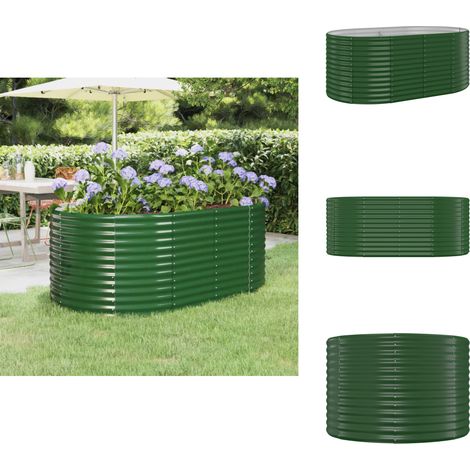 Lit surélevé de jardin Acier enduit de poudre 175x100x68cm Vert - Jardiniere Surélevée - Bac À Fleurs - Pot De Fleurs Extérieur - Décoration Jardin - Plante Extérieure (1/5)