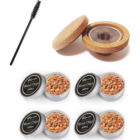 Kit fumoir à cocktails avec copeaux de bois aromatisés, style cheminée. (1/3)