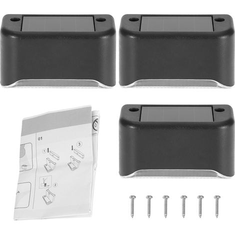 Lot de 3 appliques murales solaires LED, étanches, pour l'éclairage du jardin, des escaliers et de la terrasse. (1/5)