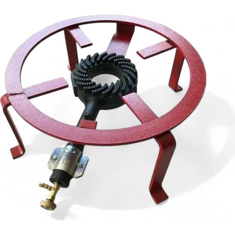 Cocina de gas de 8,5 Kw con quemador de acero y hierro fundido de 50 cm de diámetro con grifo