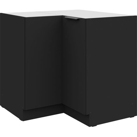 Küchen Eckunterschrank 90x90 cm SIENA Schwarz Küche Küchenzeile Küchenblock