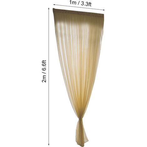 Rideaux en voile de polyester style simple, panneaux transparents, décoration chambre/salon, jaune doré, 1 x 2 m (1/5)