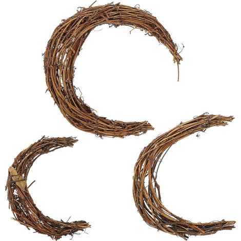 Couronne de Noël en rotin, guirlande en rotin, anneau de lune, cadre de couronne à faire soi-même (lot de 3). (1/5)