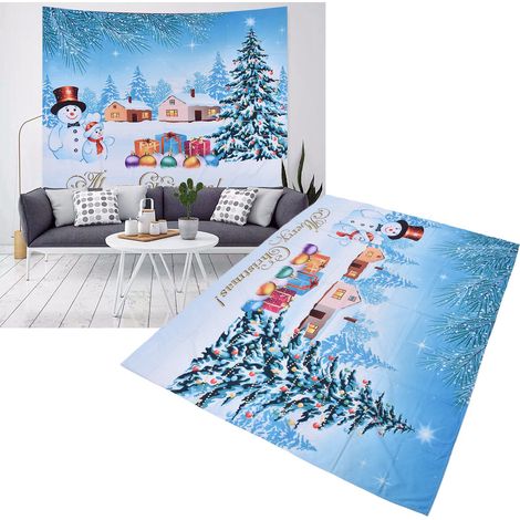 Tapisserie de Noël, sapin de Noël, bonhomme de neige, tapisserie décorative pour chambre, fond photographique, 230 x 180 cm (1/5)