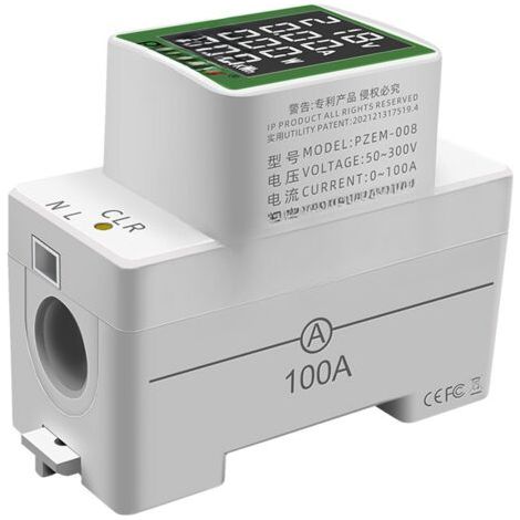 Testeur de tension multifonctionnel AC50-300V/100A avec affichage numérique, rail de guidage et écran LCD rétroéclairé.