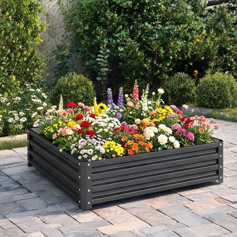Porte-plantes coloris gris en verzinkter acier 120 x 120 x 30 cm (1/5)