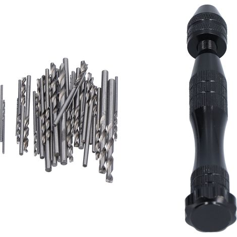 Ensemble de 48 forets manuels, grands outils de perçage manuels moletés noirs adaptés à la résine, au bois et à la fabrication de bijoux. (1/5)