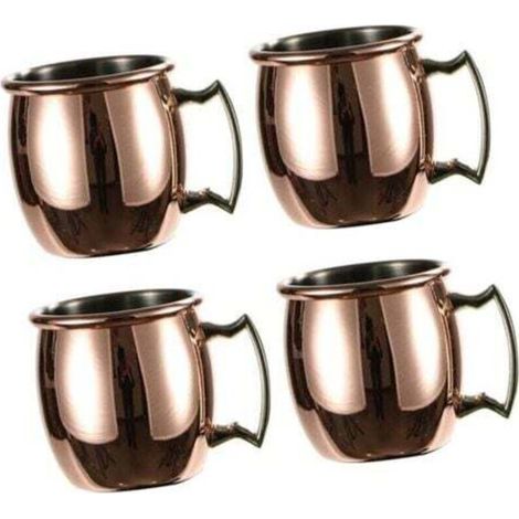 4x tasses en cuivre Moscow Mule, (lot de 4) tasses en cuivre massif, fabriquées à la main - 60 ml-- (1/4)