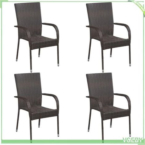 Ensemble de salle à manger de jardin - FAFEICY - 3067783 - Table acacia 150x90x74 cm - 4 chaises résine tressée empilables - Marron (1/5)