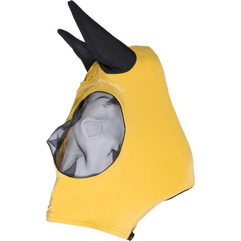 Pony, Verde salvia: Maschera antimosche per cavalli con foro ciuffo e cerniera modello Limone
