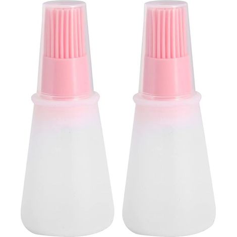 Ölflasche, hitzebeständiger Silikon-Kochpinsel für Grill, Küchenutensilien, rosa, grün, blau, 2 Stück (Rosa) (1/5)