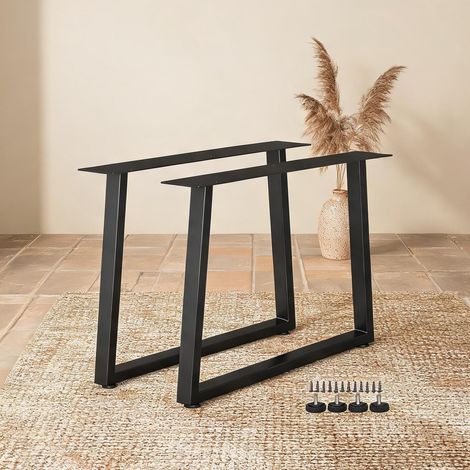 Pieds de table trapézoïdaux en acier noir réglables 60 x 43 cm (1/5)
