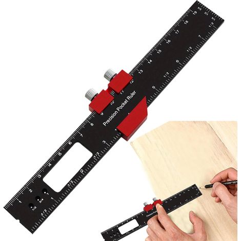 Scribe Woodworking Tool, Marking Gauge Woodworking Tools Tracing Ruler Precision Ruler Aluminum Alloy Measuring Tool for Woodworkers (1/5)