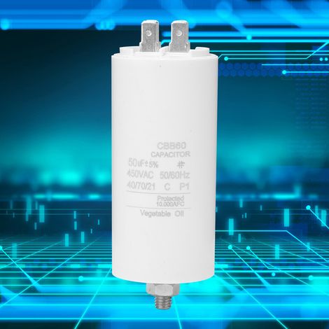 Condensateur de démarrage moteur CBB60 450 V 50 µF avec écrou à vis pour machine à laver (1/5)