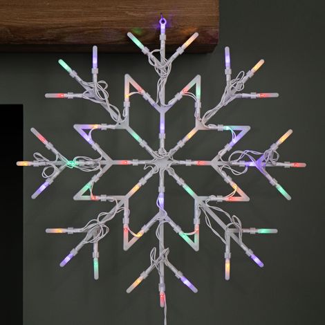 34cm Battery Operated Light up Christmas Snowflake with 50 Multi-Coloured LEDs (1/5)