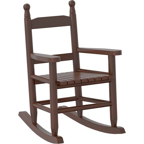 Maison Exclusive - Sedia a Dondolo per Bambini Marrone in Legno Massello di Pioppo (1/5)