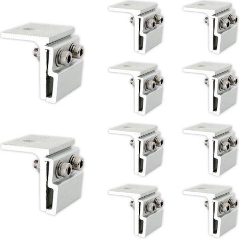 Pinces à Joint Debout, 10PCS Fixation De Pinces En Aluminium Pour Panneaux Solaires Toitures En Tôle Pinces à Joint Debout Pour Toitures à Joint Debout - 45x52mm (1/5)